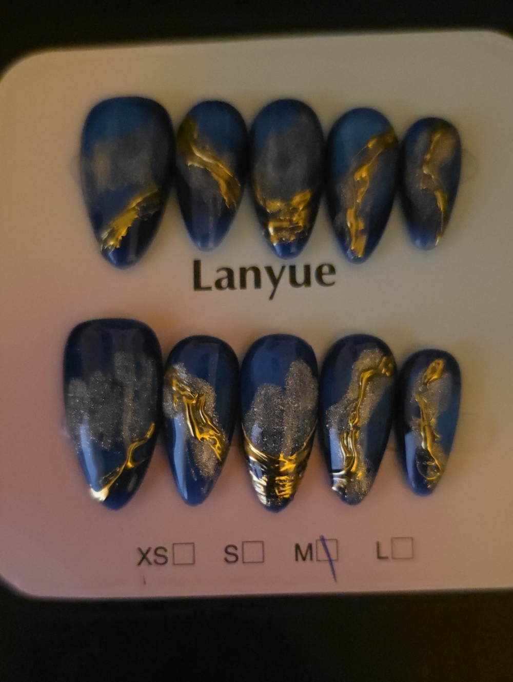 Blue & Gold Marble Reptile Nail Set Med 1 Set